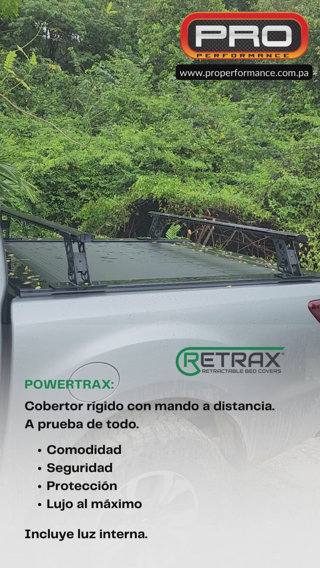 Cobertor Retrax con mando a distancia y luz interna.
