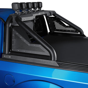 Barra Antivuelco Go Rhino 2.0 Negro Con Actuador y 4 Luces Pickup Medianas