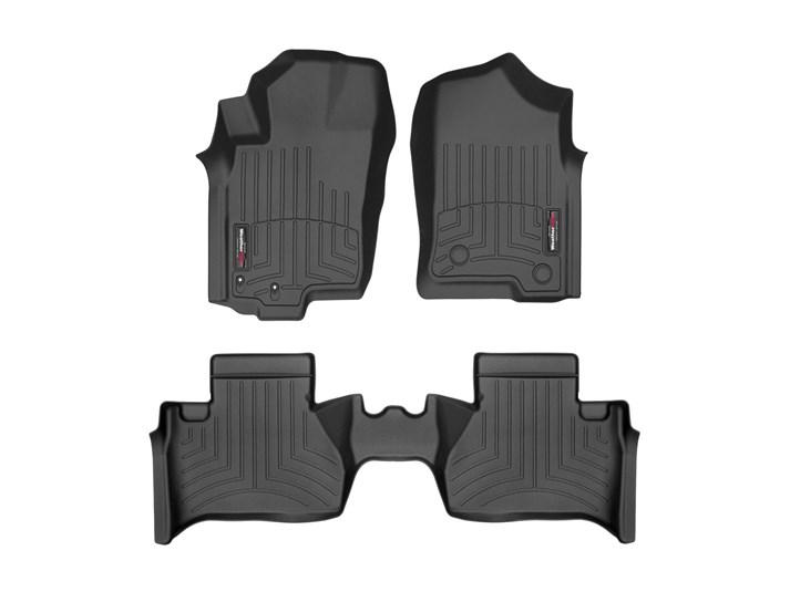 Alfombra WeatherTech para Nissan Frontier NP300 2016+ Kit con FloorLiner 1ra y 2da fila en color negro.