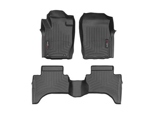 Alfombra WeatherTech para Mitsubishi L200 2015+ Kit con FloorLiner 1ra y 2da fila en color negro.