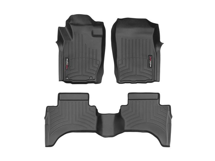 Alfombra WeatherTech para Mitsubishi L200 2015+ Kit con FloorLiner 1ra y 2da fila en color negro.