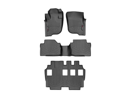 Alfombra WeatherTech para Mitsubishi Montero Sport 2016+ Kit con FloorLiner 1ra, 2da y 3ra fila en color negro.