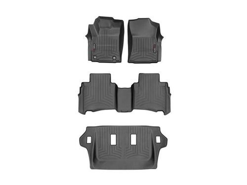 Alfombra WeatherTech para Toyota Fortuner 2016+ Kit con FloorLiner 1ra, 2da y 3ra fila en color negro.