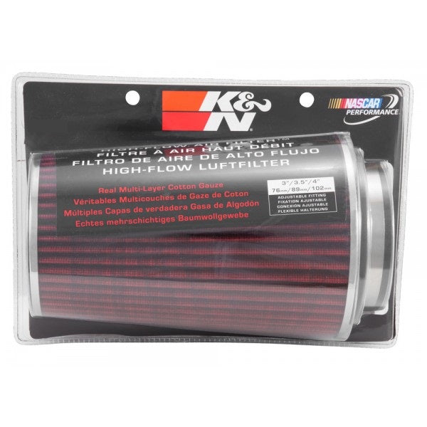 RG-1002RD Filtro largo de aire K&N universal tipo hongo adaptable a 3 3.5 y 4 Largo: 9.5 pulgadas