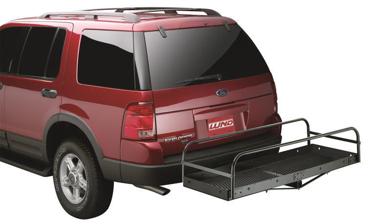 Bandeja plataforma con barras elevadas para transportar carga de forma segura con conexion a hitch de 2 pulgadas